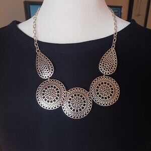 JOAN RIVERS Chunky Round Link Necklace 18" Distressed Silver Tone